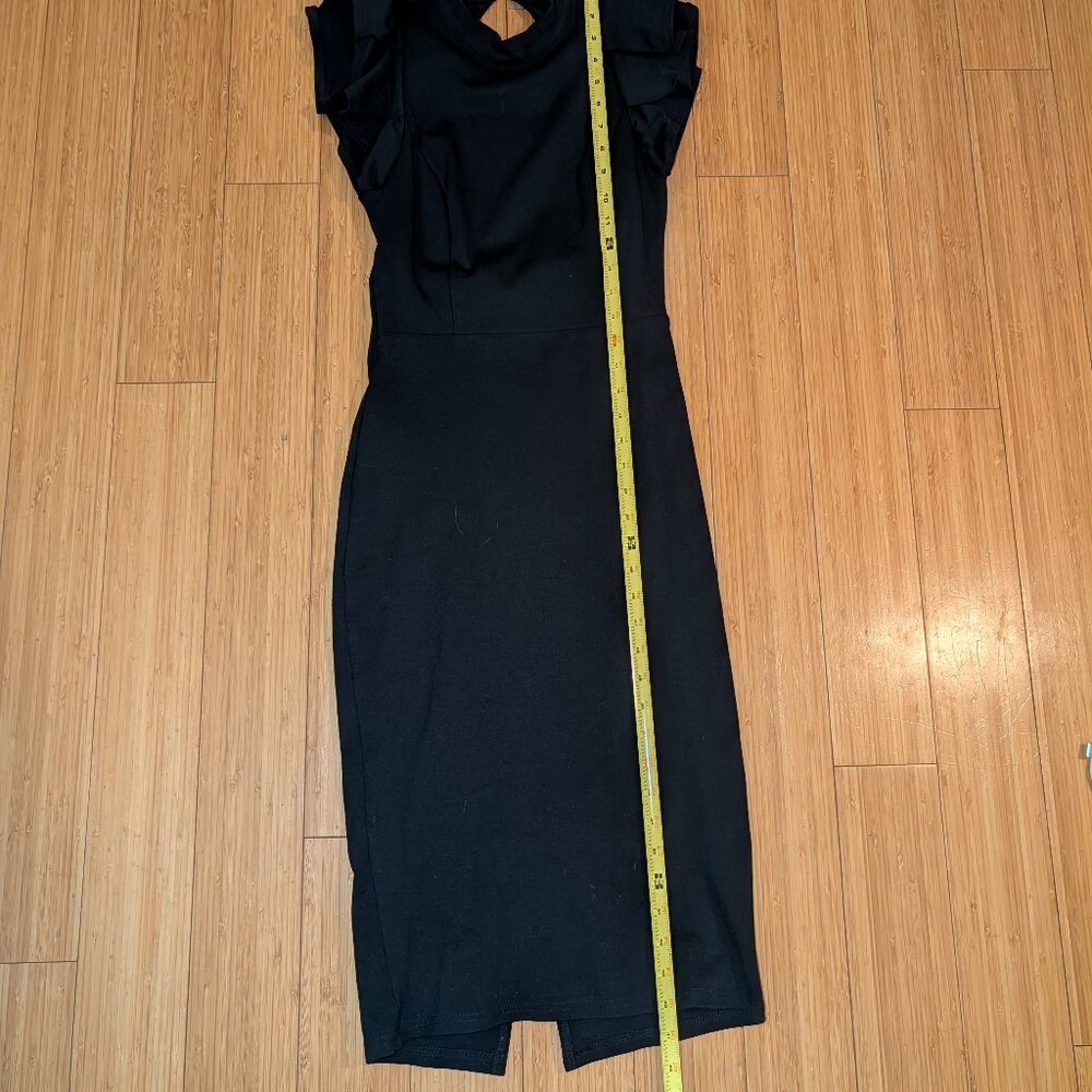 Black Backless Ruffle Bodycon Midi Dress Lulus Extra Small (XS) - Picture 8 of 11